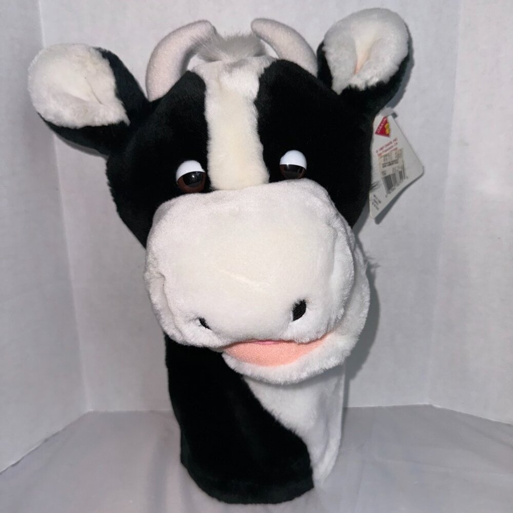 Vintage 1987 Dakin Molly Cow 12" Puppet Holstein Horns WITH TAGS